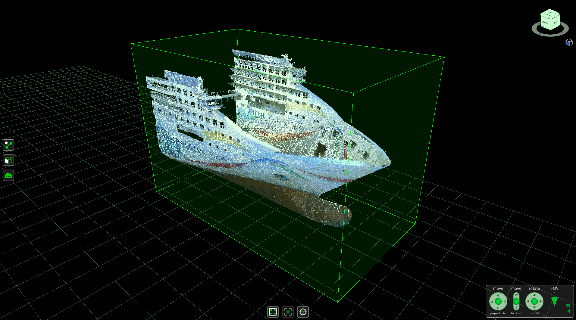 Norwegian Dawn point cloud - bow section iso view with limit box